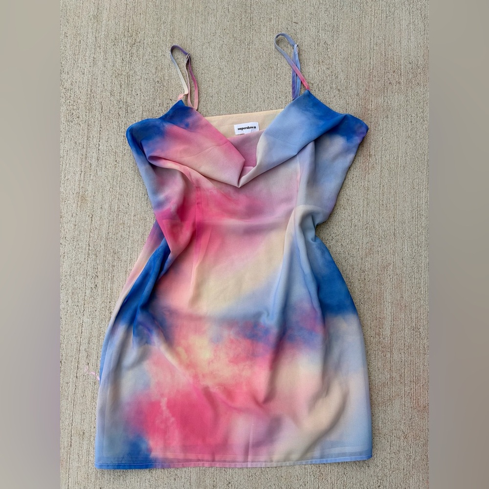 superdown Pink Blue Tie-Dye Mini Dress
